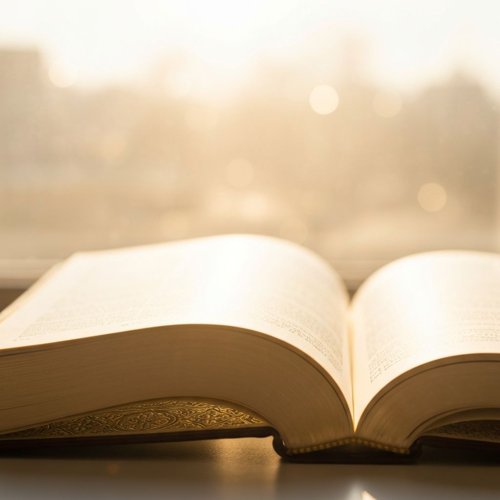 Luz de la mañana sobre un libro de oraciones